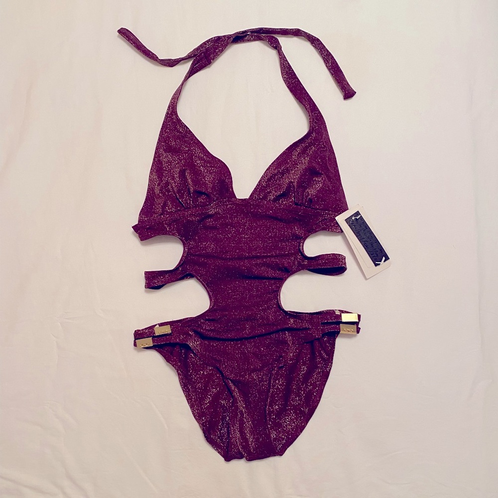 NWT XOXO One Piece Purple and Gold Shimmer Size XS